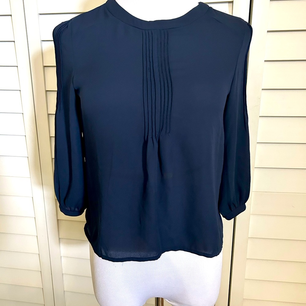 anthropologie elodie blue semi sheer top